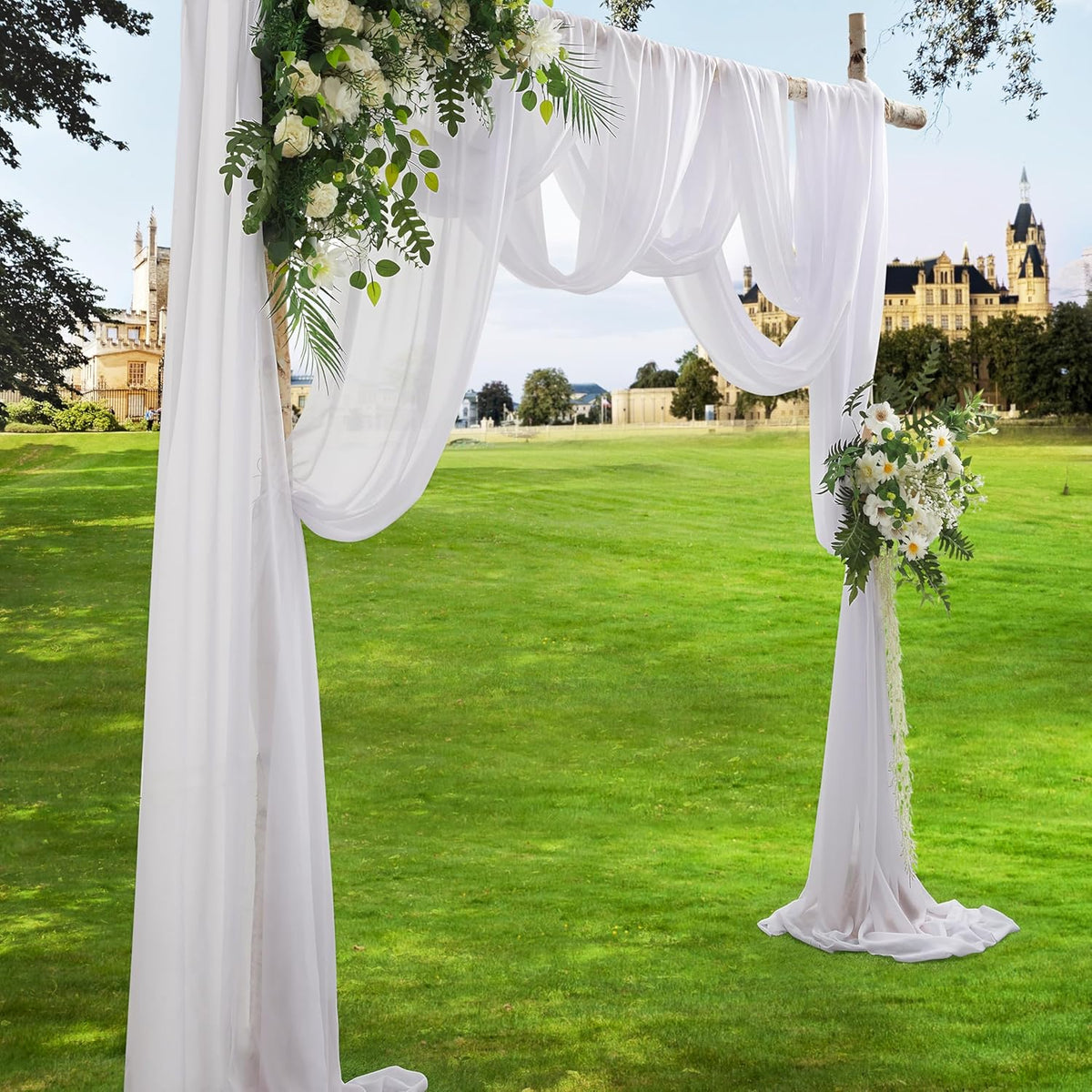 VACVELT Wedding Arch Draping Fabric - White Chiffon, 1 Panel Sheer Drapes - 30 Inch x 20ft Chiffon