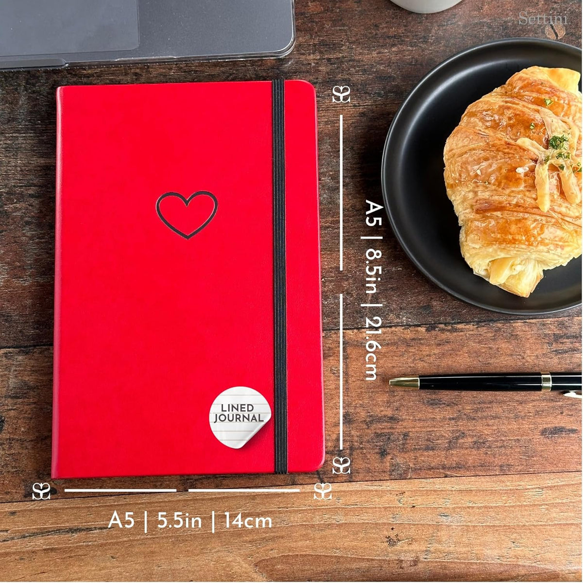 SETTINI Lined Journal, Ideal for Journaling - A5 Vegan Leather Notebook, 192 Archival-Quality