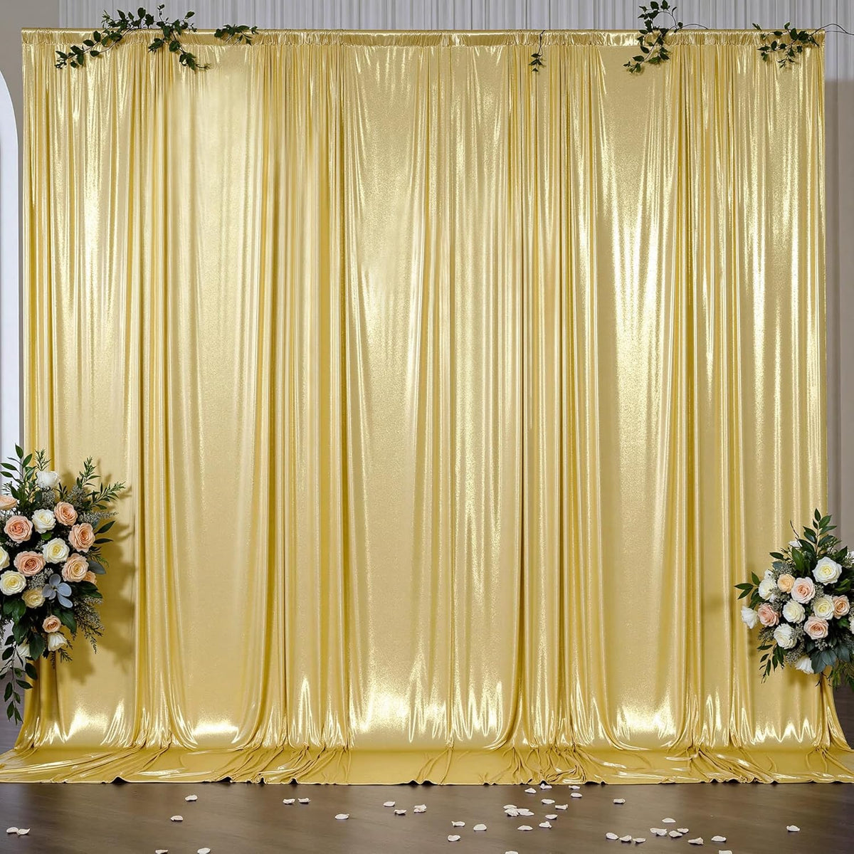 Outpain 10x10ft Gold Sequin Backdrop Curtains -Heavy Duty Gold Photography Backdrops with