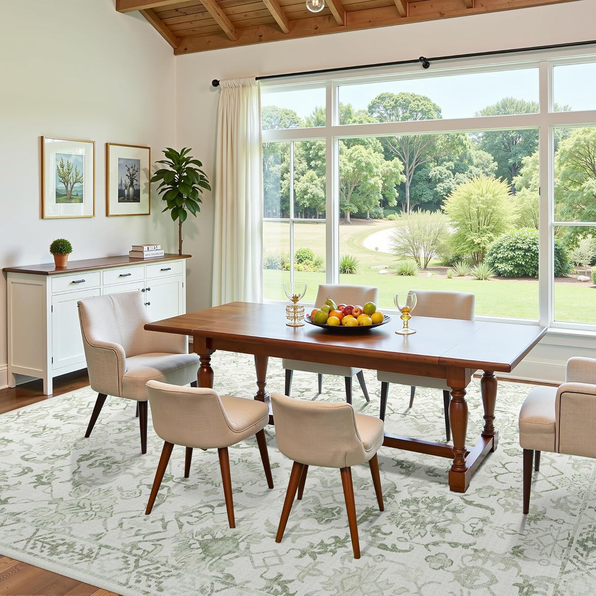 Sage Extra Large Area Rug 10x14 for Living Room, Distressed Washable Rug for Dining Room Bedroom