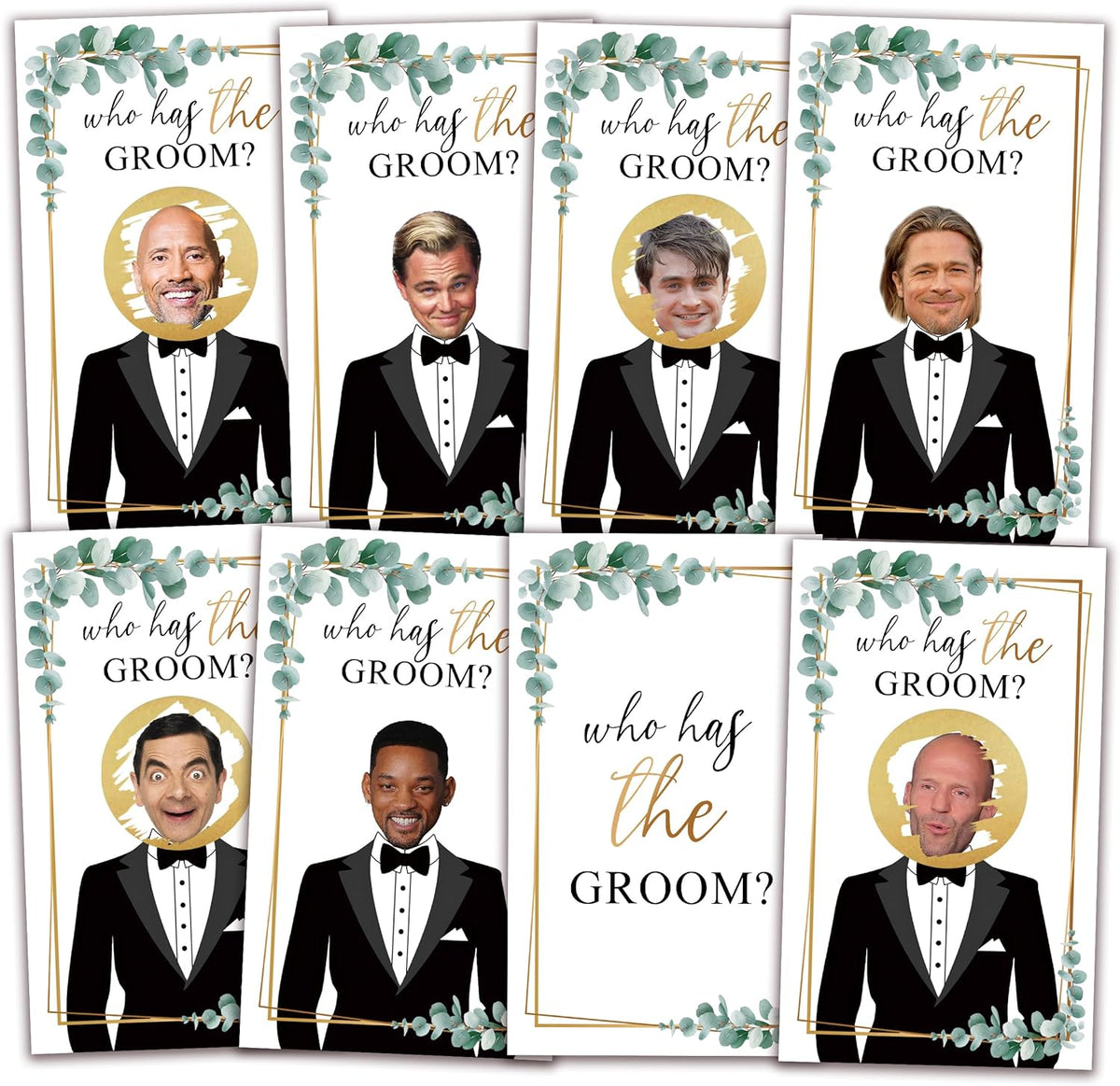 Bridal Shower Scratch Off Game Cards, Who Has The Groom, 41Pcs Watercolor Greenery Wedding Shower