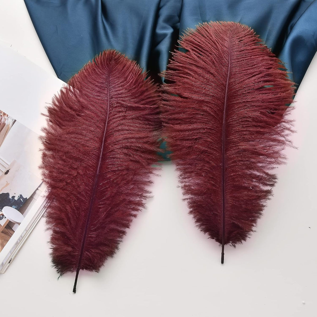 Ballinger Big Burgundy Ostrich Feathers - 24Pcs 12-14inch Wine Red Feathers for Party Centerpieces