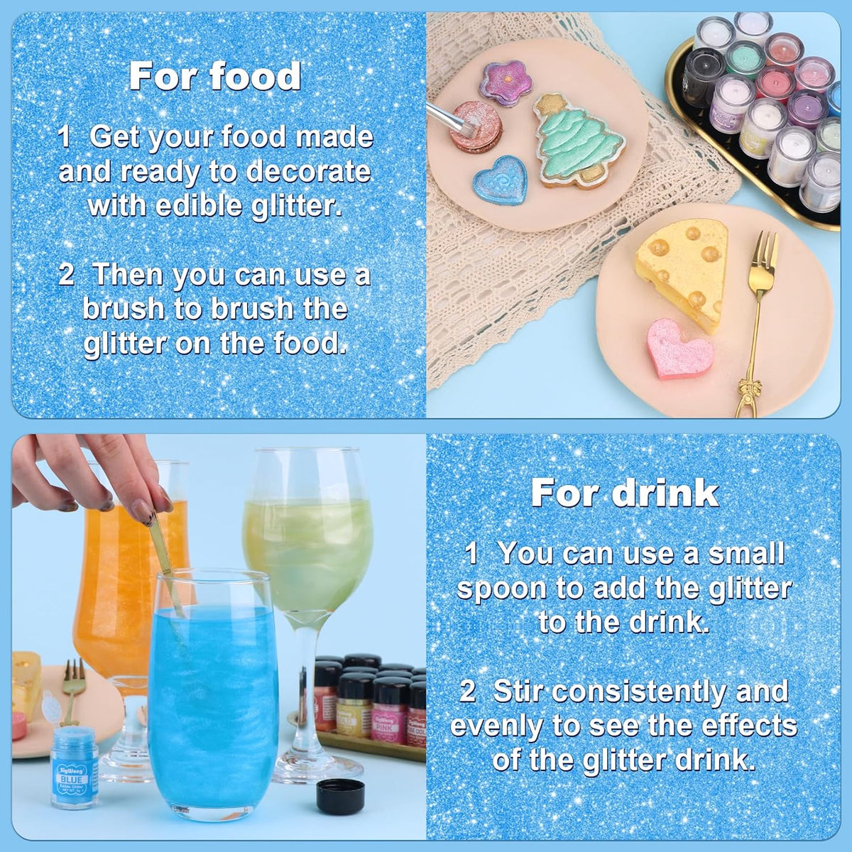 Blue Edible Glitter - 5g Food Grade Cake Decorating Shimmering Glitter, Edible Sprinkle Luster Dust