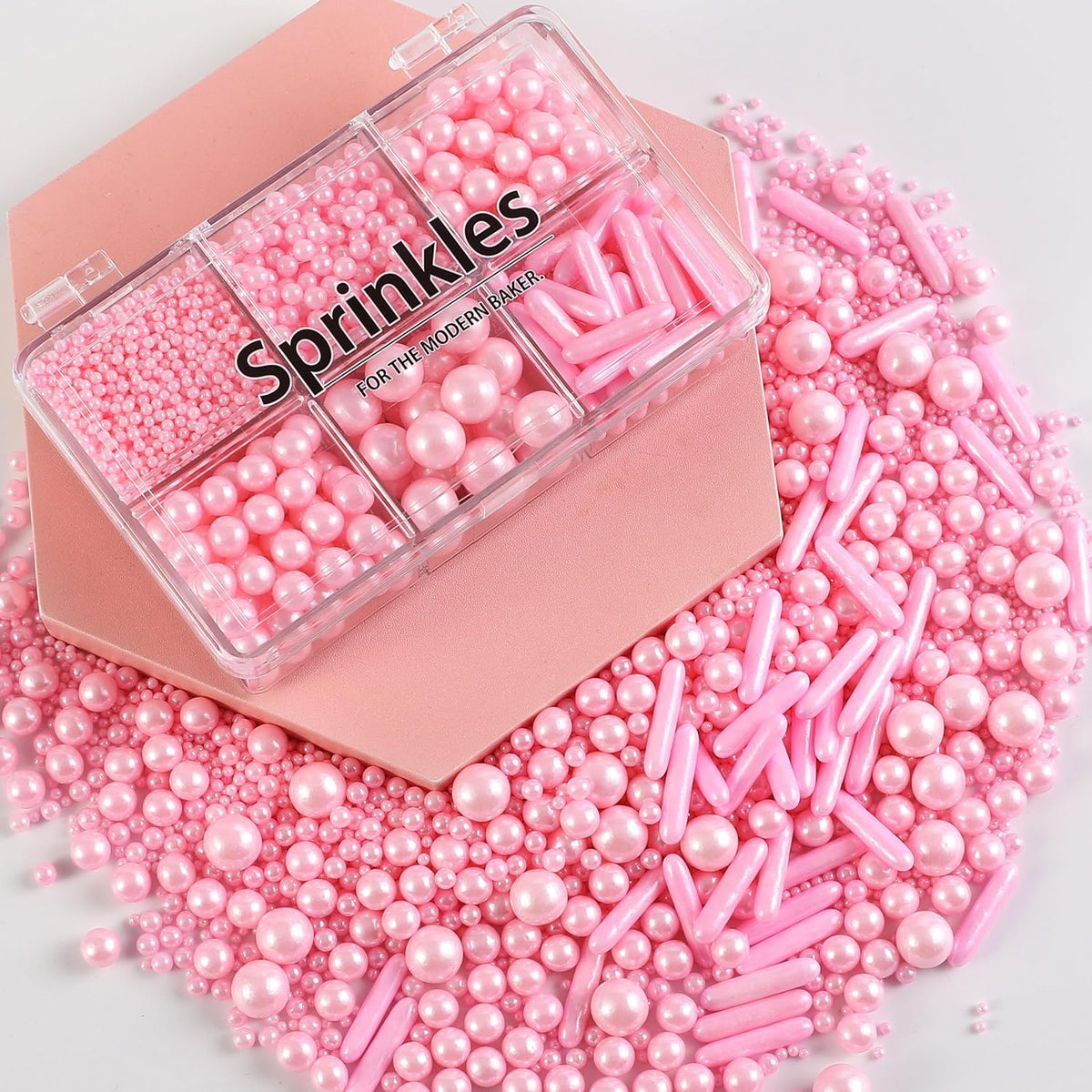 Kasvan Pink Mix Sugar Sprinkles - Edible Candy Pearls with 4-Claw Sprinkle Pen,118g/4.16 Oz, Gift
