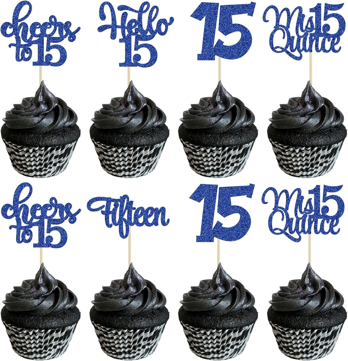 30Pcs 15th Birthday Cupcake Toppers Fifteen Cupcake Picks Cheers to 15 Years Old Mis Quince 15 Cake