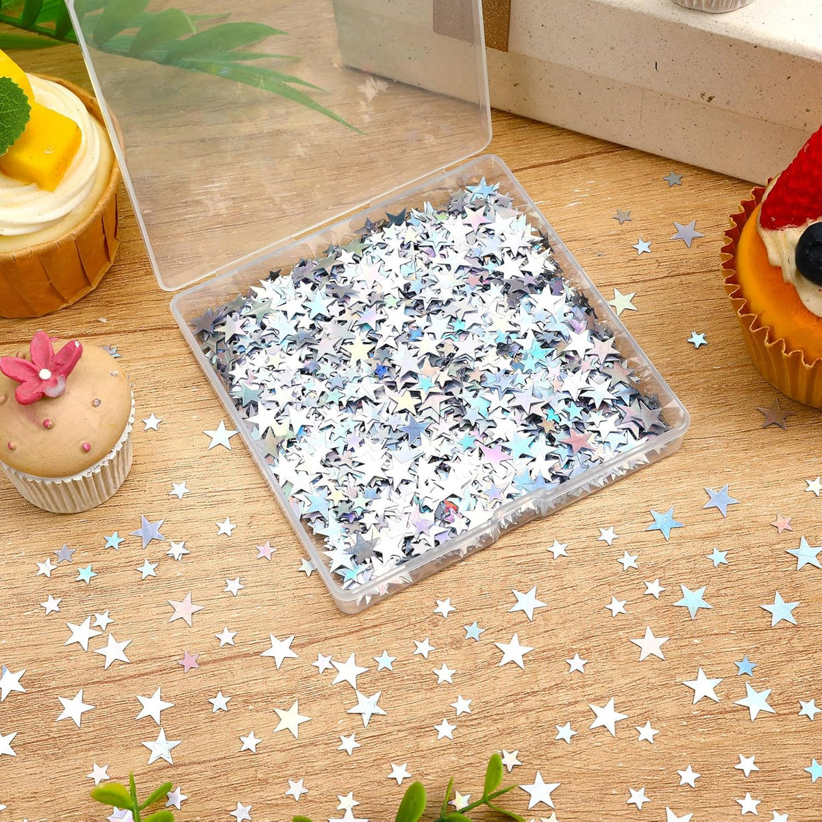 MARFOREVER Holographic Star Confetti, Glitter Star Confetti Birthday Star Scatter Table Iridescent
