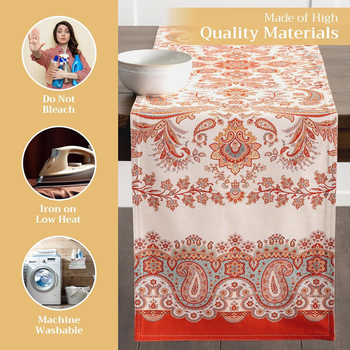 Maison d' Hermine Table Runner 100% Cotton Double Layer Table Runners 72 inches Long Decorative for