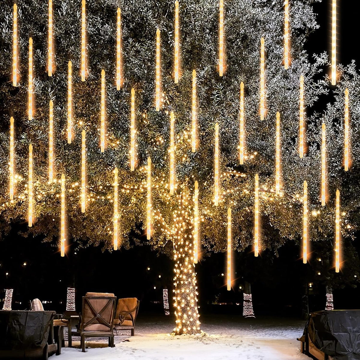 Dazzle Bright 1728 LED Christmas Light, Meteor Shower Rain Lights 11.8 Inch 48 Tubes, Waterproof