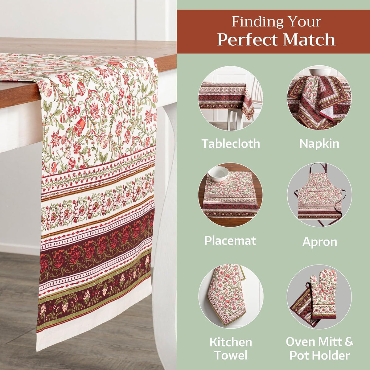 Maison d' Hermine Table Runner 100% Cotton Single Layer Table Runners 72 inches Long Decorative for
