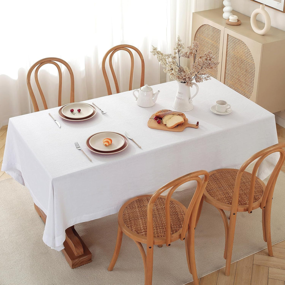 100% Pure Linen Tablecloths 60x90Inches,Rectangle Table Cloth for Dining,Picnic,Weddings and
