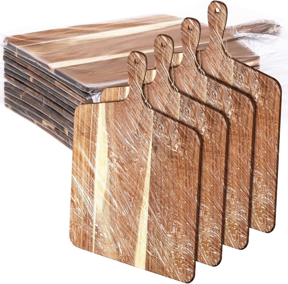 Patelai 12 Packs Wooden Cutting Board Set with Handles Large Kitchen Serving Plain Chopping Board