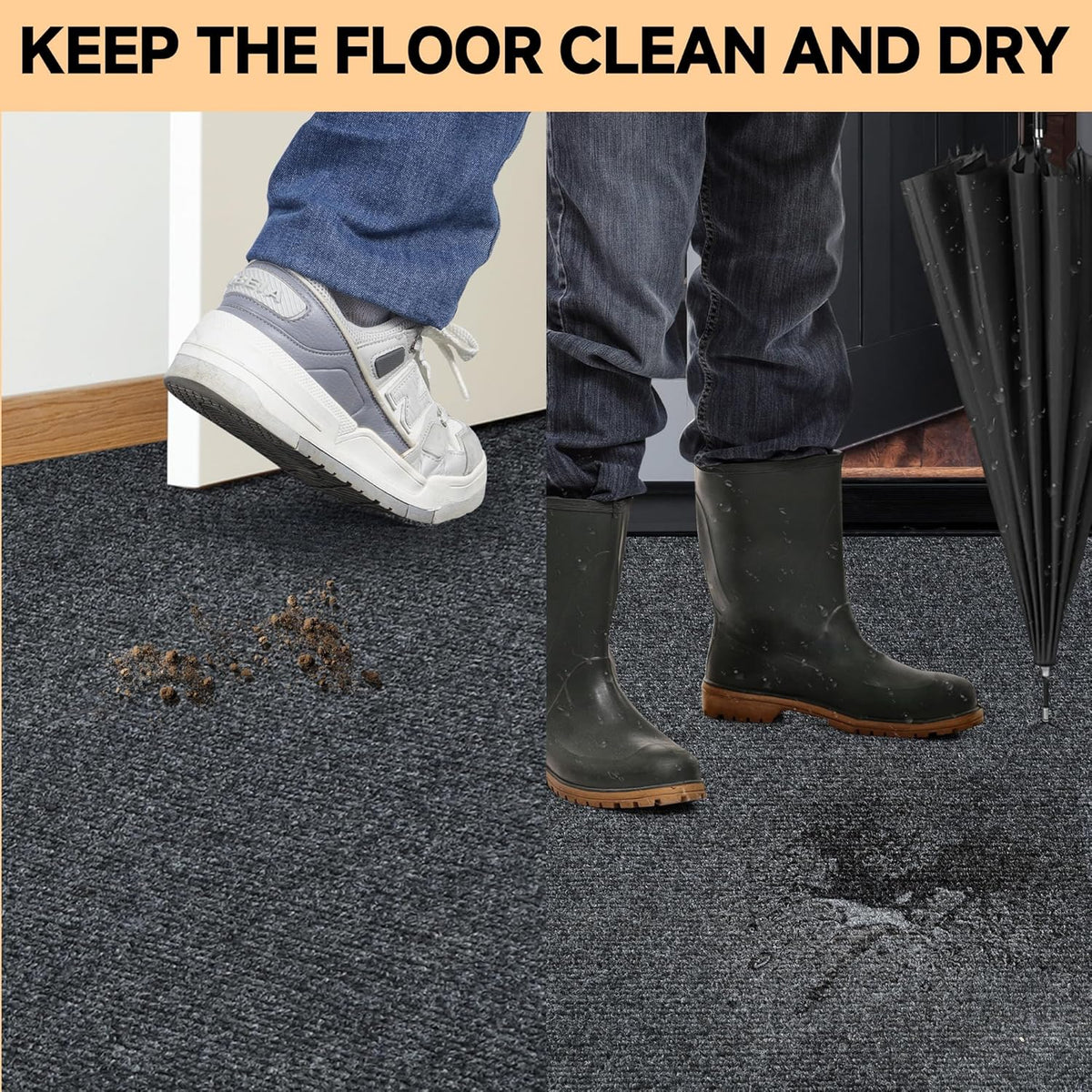 jxgzyy Runner Rugs 3 x 10 ft, Non Slip Entrance Doormat, 0.25” Thickness Indoor Outdoor Carpet