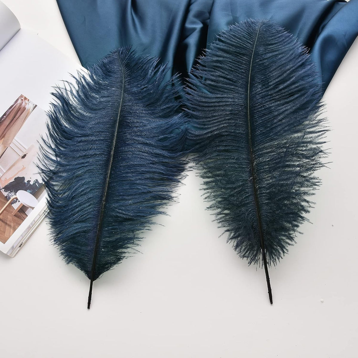 Ballinger Navy Blue Ostrich Feathers Plumes - 24pcs 10-12inch Craft Feathers for Wedding Party