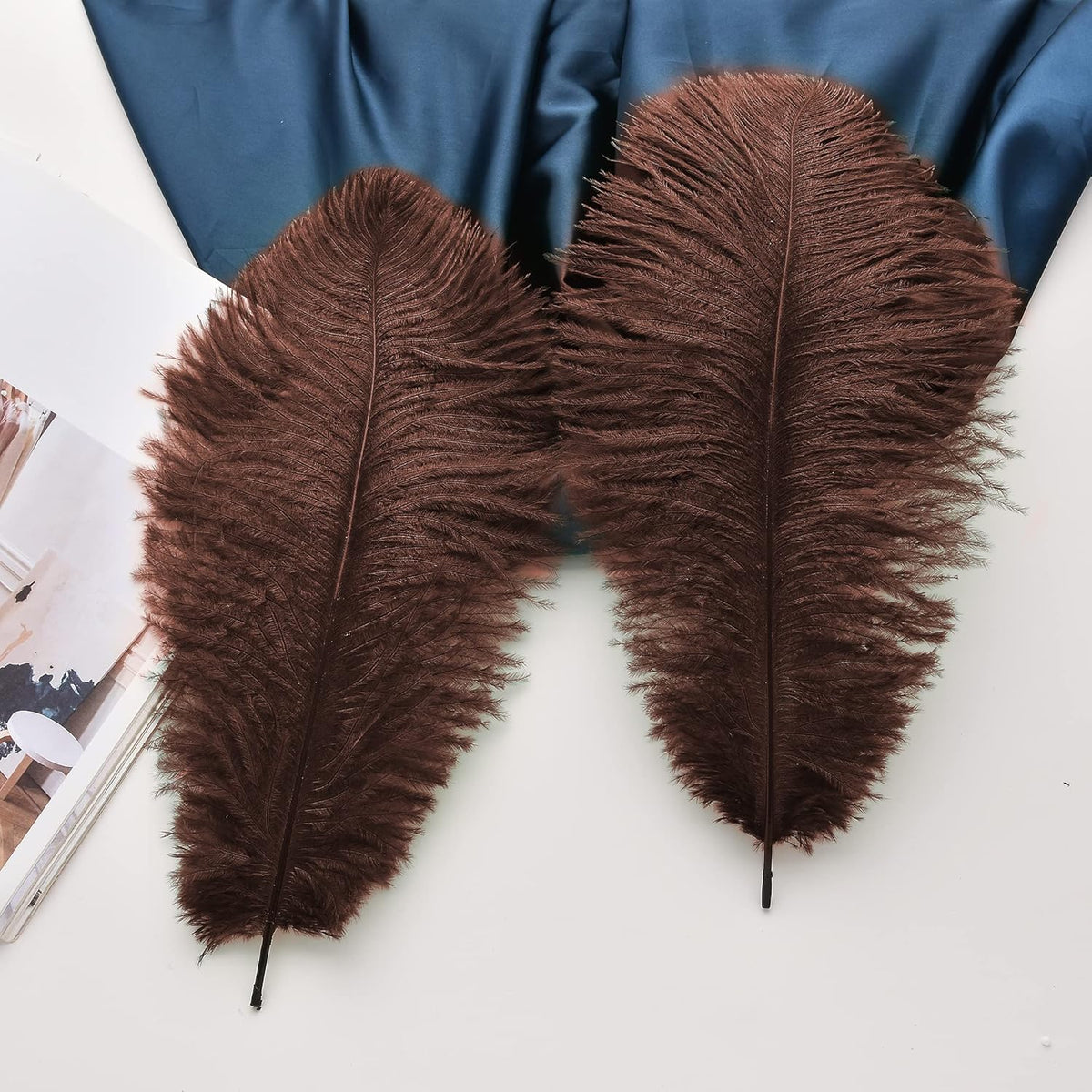 Ballinger Brown Big Ostrich Feathers - 24pcs 8-10inch Craft Feathers for Party Centerpieces, Flower