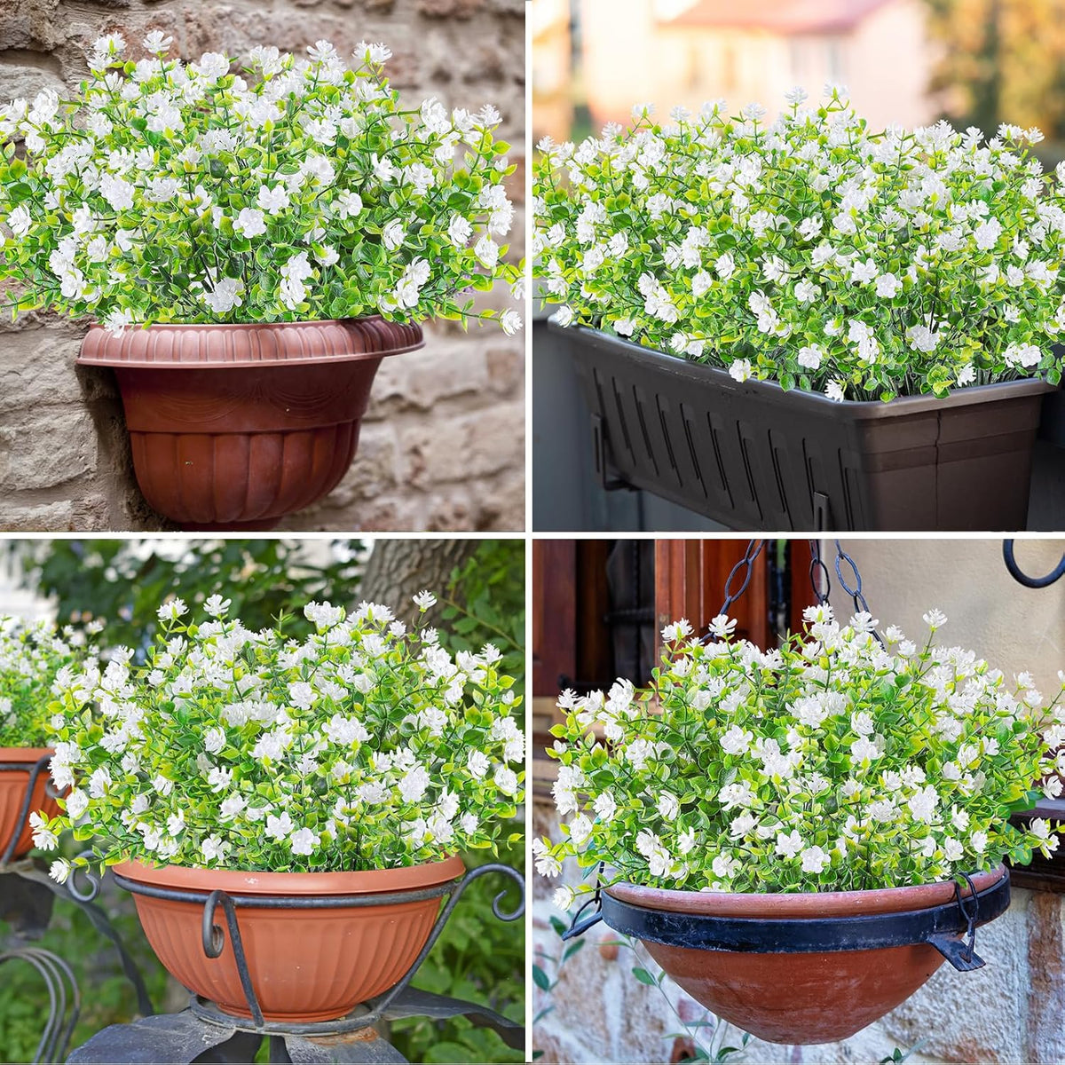 AmyHomie 20 Bundles Artificial Flowers for Outdoor Outside Spring Summer Decoration UV Resistant