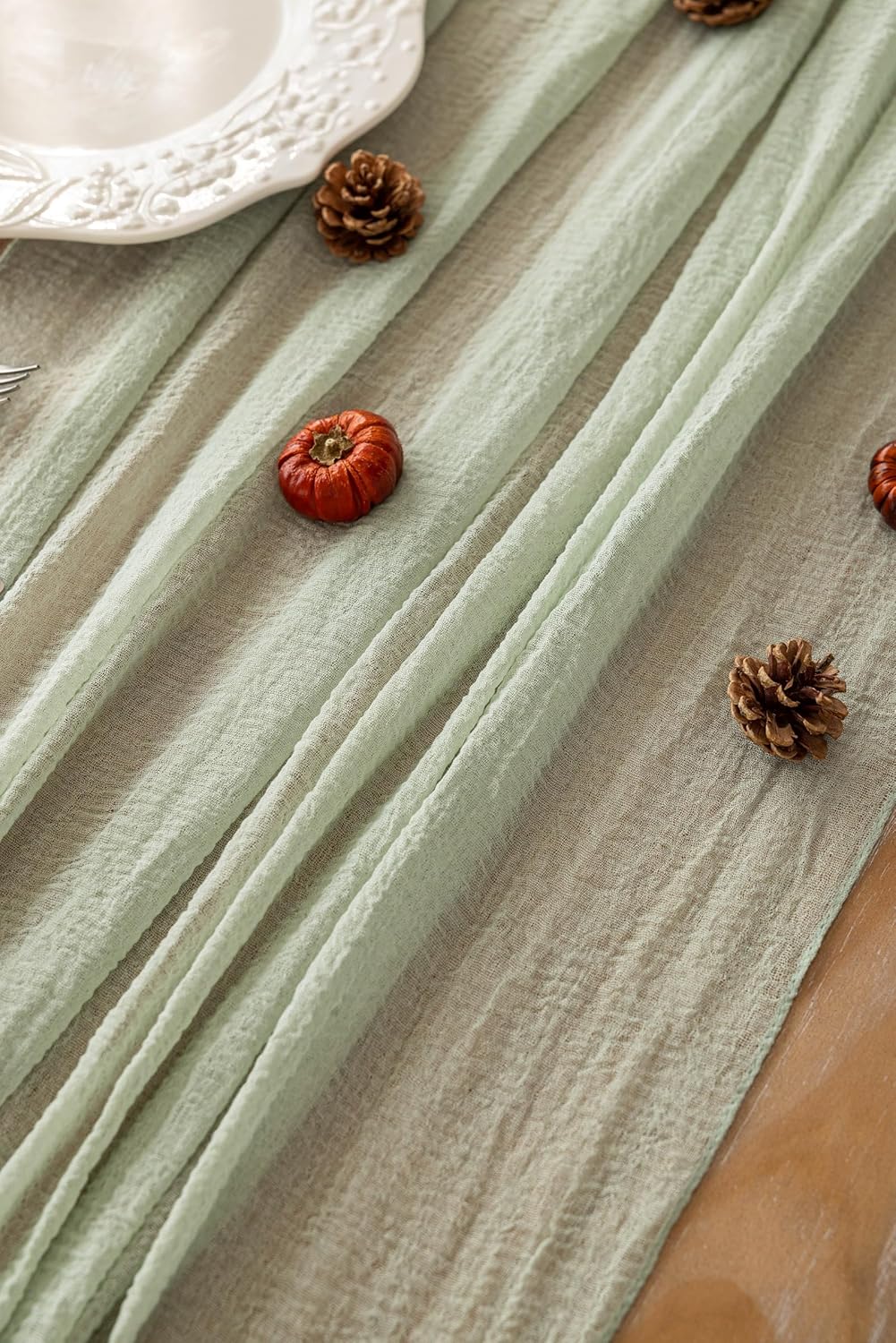 6pcs Cheesecloth Table Runner Sage Green Gauze 120 Inch 10 FT Rustic Boho Cheese Cloth Runner for