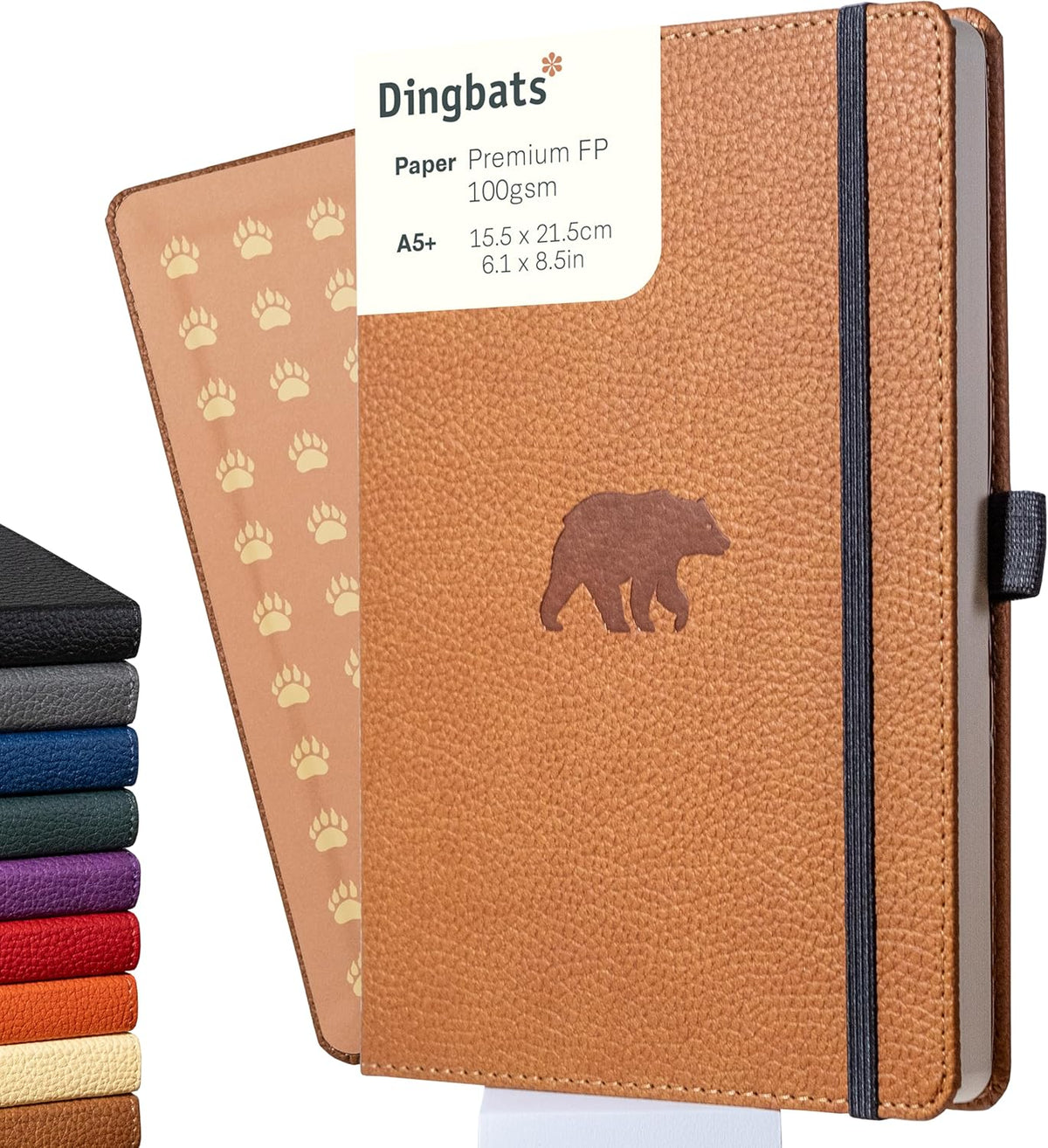 Dingbats* Wildlife Grid Writing Journal Notebook A5 - Vegan Leather Hardcover - Ideal for Work