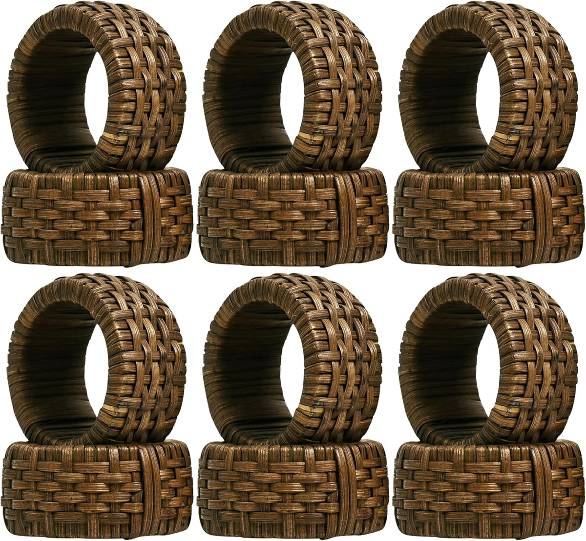 Decorative Cane Napkin Rings Set of 12 - Hand Woven Napkin Holders for Farmhouse, Rustic, Holiday