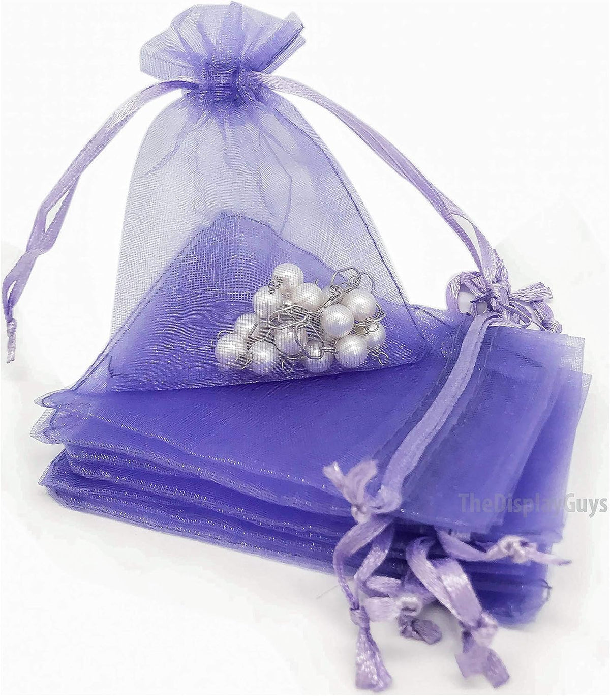 TheDisplayGuys 100-Pack 4x6 Lavender Sheer Organza Gift Bags with Drawstring, Jewelry Candy Treat