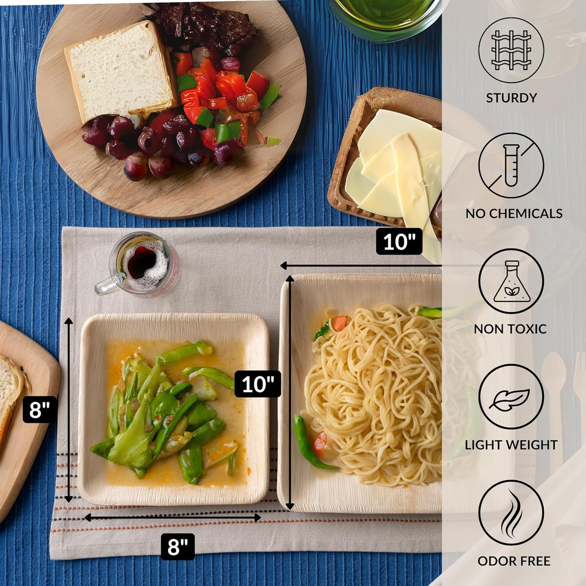 Luxe Designs Palm Leaf Plates - Eco-Friendly Alternative to Bamboo & Plastic - Heavy-Duty