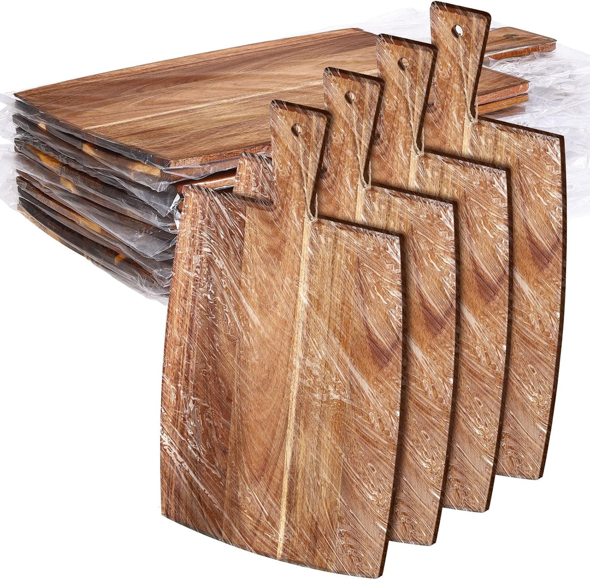Patelai 12 Packs Wooden Cutting Board Set with Handles Large Kitchen Serving Plain Chopping Board