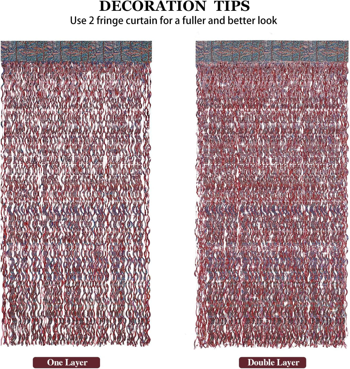 3 Pack 3.3 ft x 6.6 ft Tinsel Curtain -CYLMFC Rose Gold Birthday Backdrop Background for Wedding