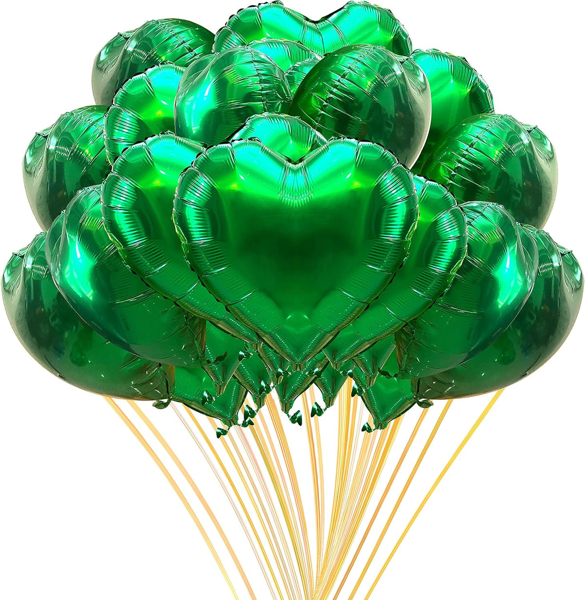 Jonhamwelbor 20Pcs 18 inch Green Foil Mylar Heart Shape Balloons Decorations Valentines Birthday