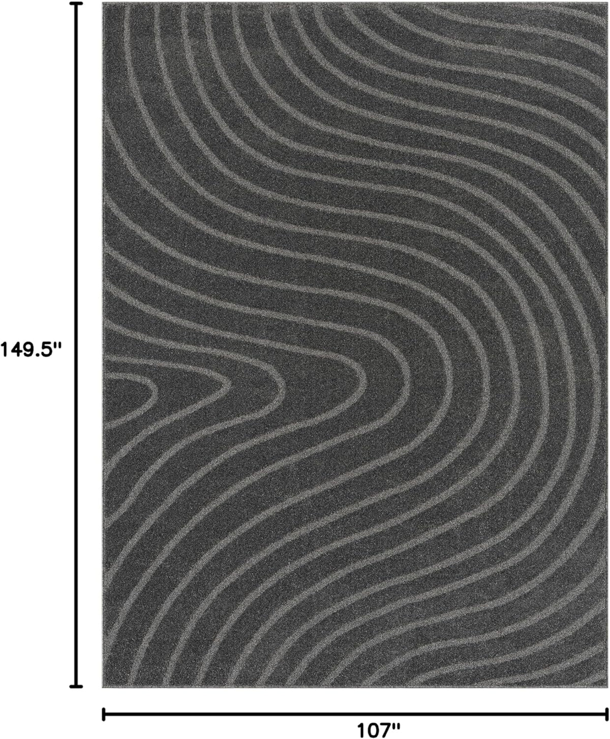 LUXE WEAVERS Modern Geometric Wave Anthracite 9x12 Area Rug