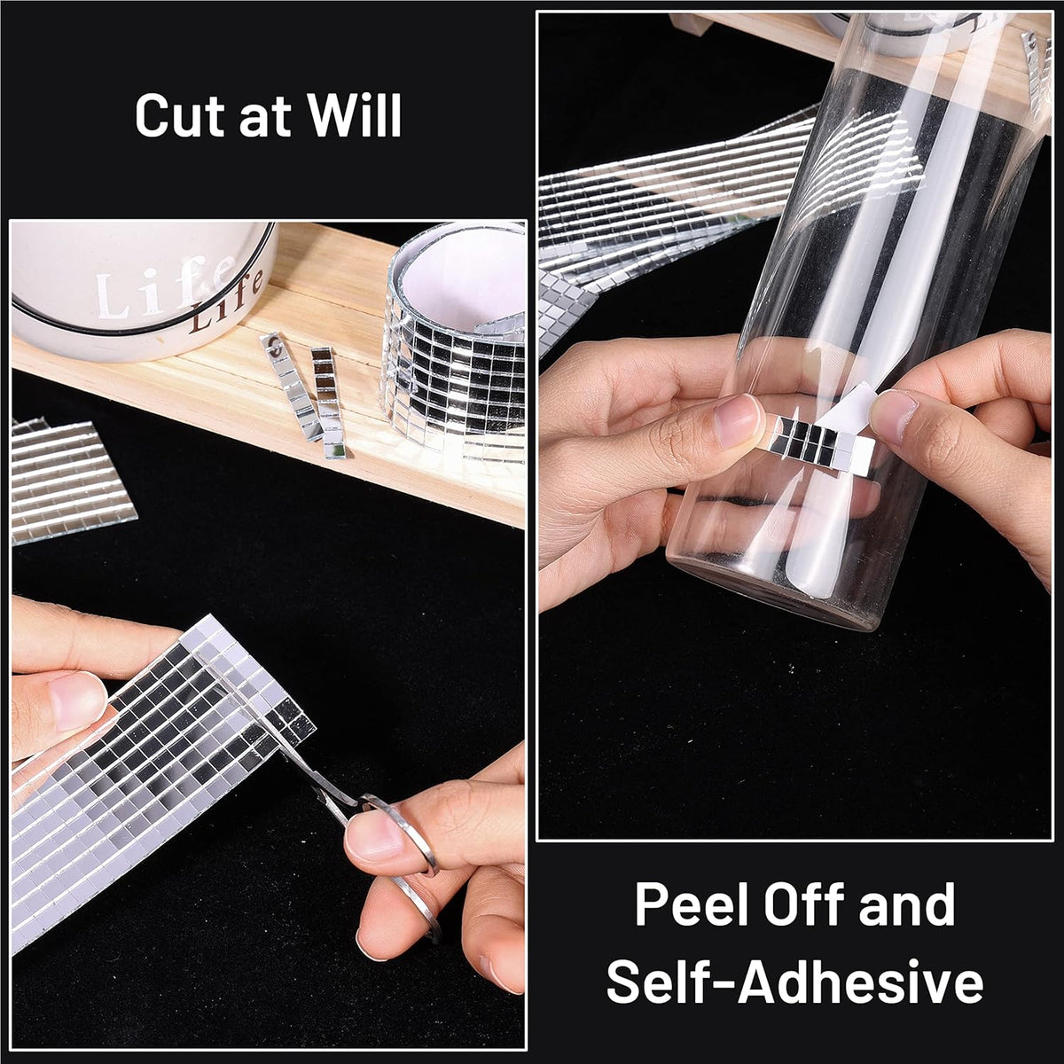 PP OPOUNT 7080 PCS Disco Ball Tiles, 5 x 5 mm Self-Adhesive Mini Mirror Tiles for DIY Craft