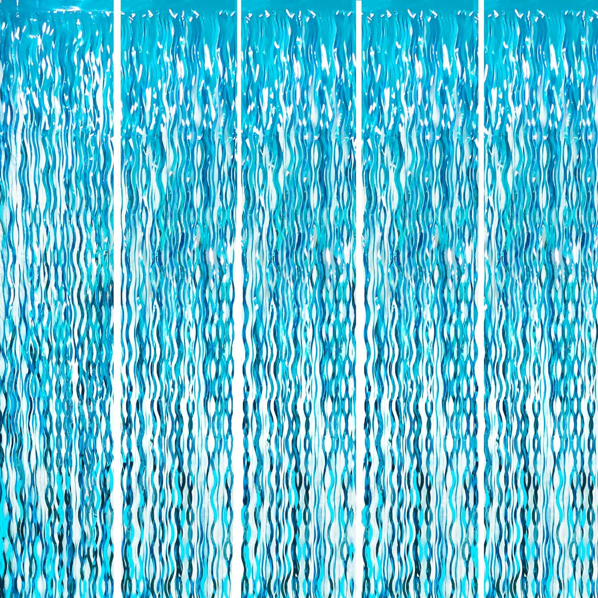 GOER 3.2 ft x 6.5 ft Metallic Tinsel Foil Fringe Curtains Party Photo Backdrop Party Streamers for