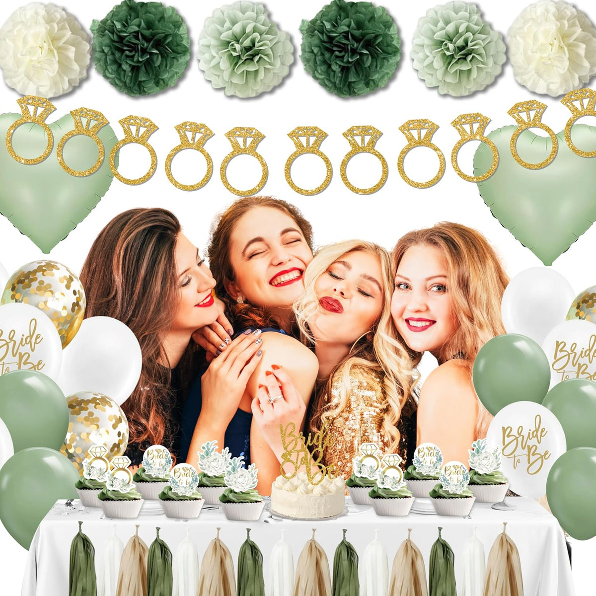 Sage Green Bridal Shower Decorations,Bachelorette Party Decorations, Bride to Be Backdrop, Bridal