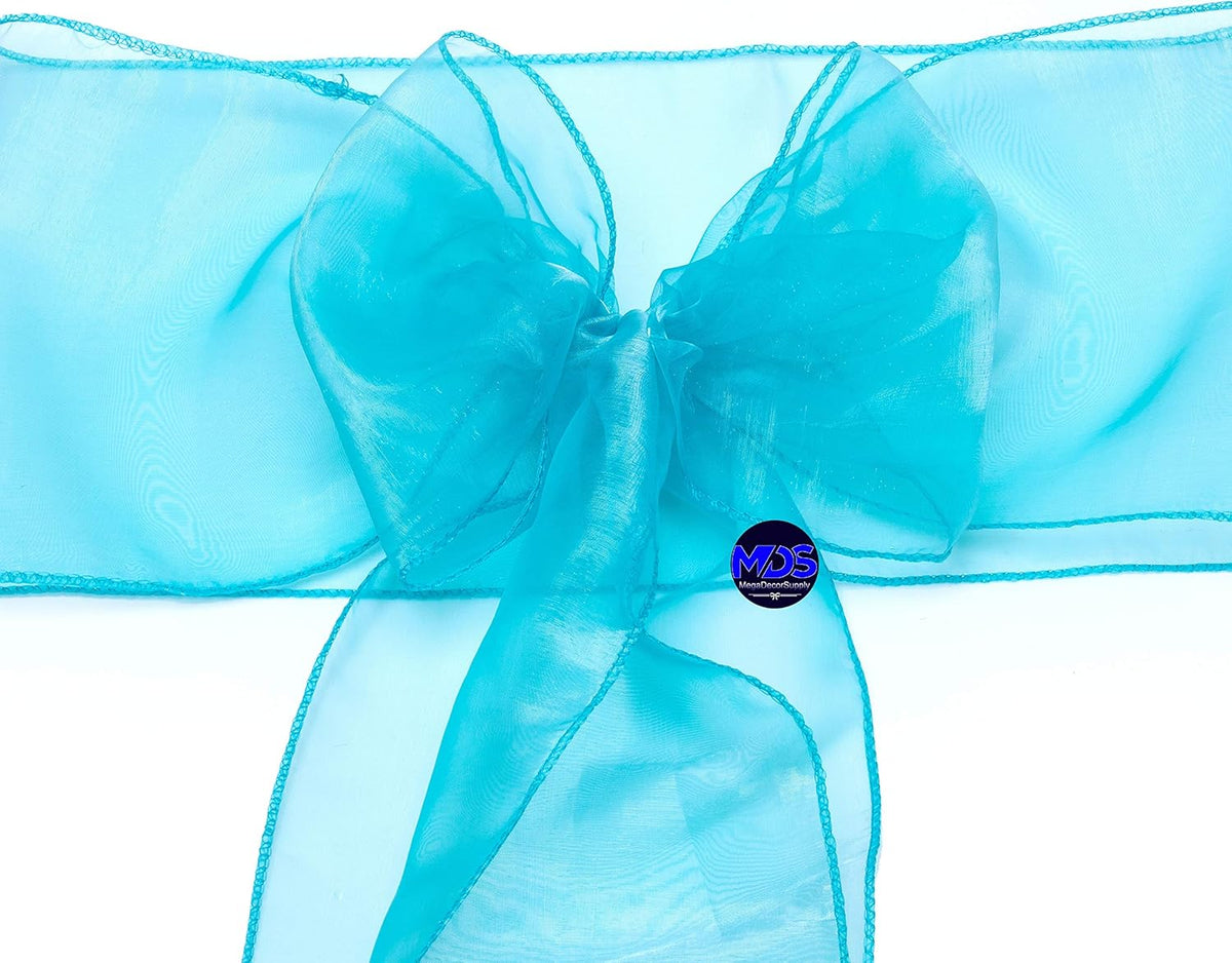MDS Pack of 100 PCS Organza Chair Sashes Wider Dining Chair Bows Ribbon Tie Back for Wedding Party