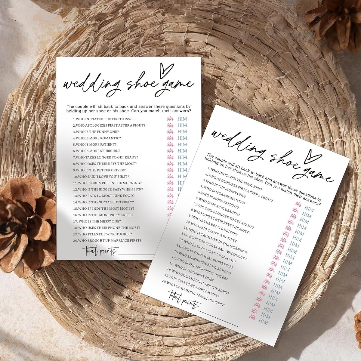 Fun Wedding Games Set - 25 Bridal Shower Games Cards, Engaging Bridal Party Entertainment for