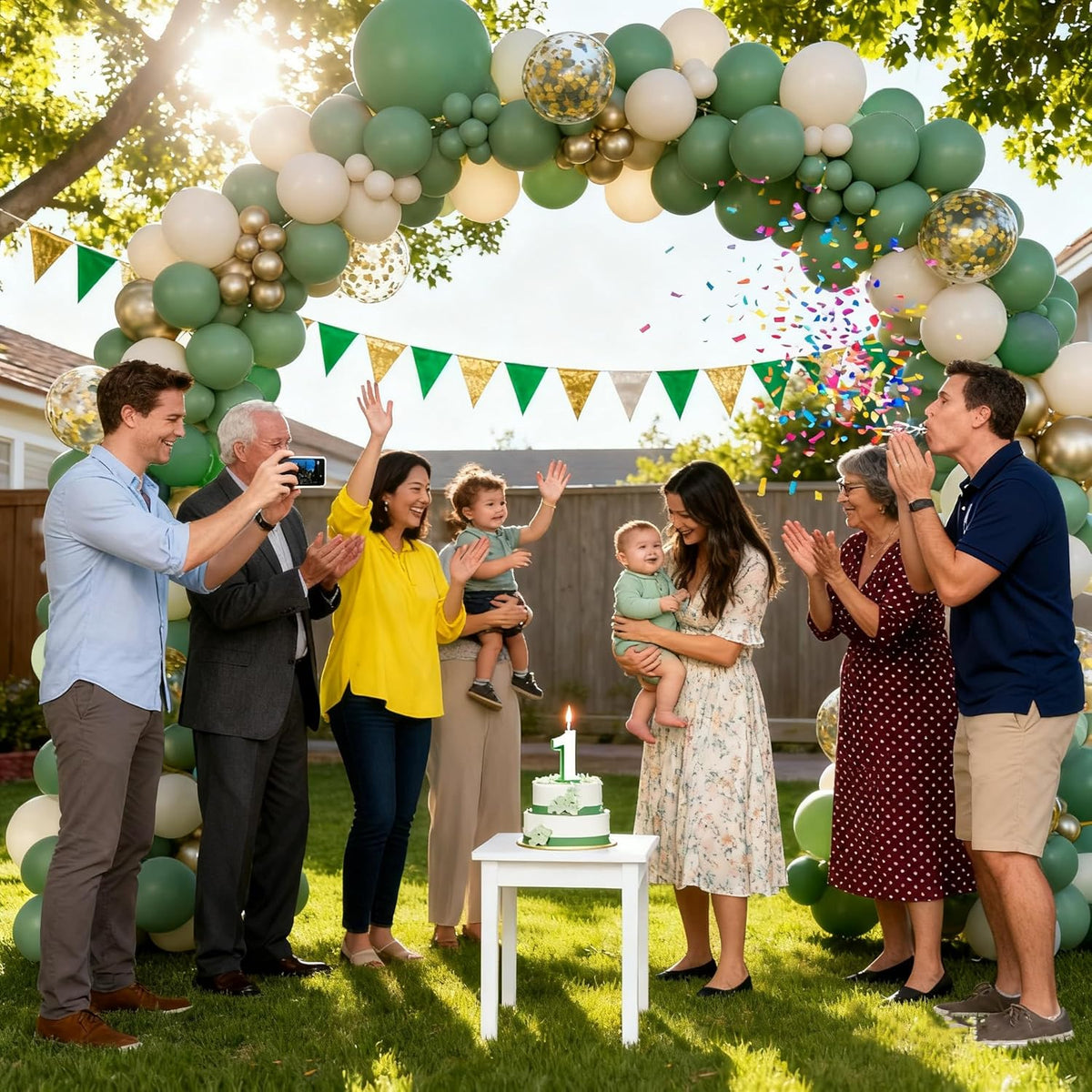 Sage Green Balloon Arch Kit, 141pcs Sage Green Gold Sand White Balloons for Wedding Engagement