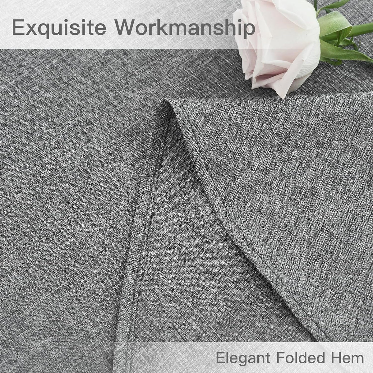 maxmill Round Linen Textured Tablecloth Spill-Proof Stainproof Wrinkle Free Washable Fabric Table