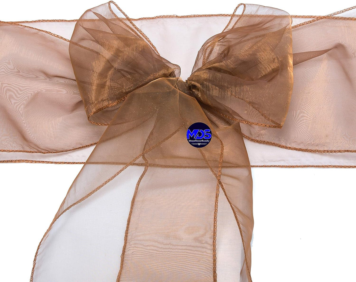 MDS Pack of 250 PCS Organza Chair Sashes Wider Dining Chair Bows Ribbon Tie Back for Wedding Party