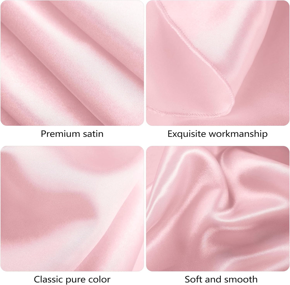 Ruisita 120 Inches Round Satin Tablecloths Light Pink Overlay Round Satin Table Cover Bright Silk