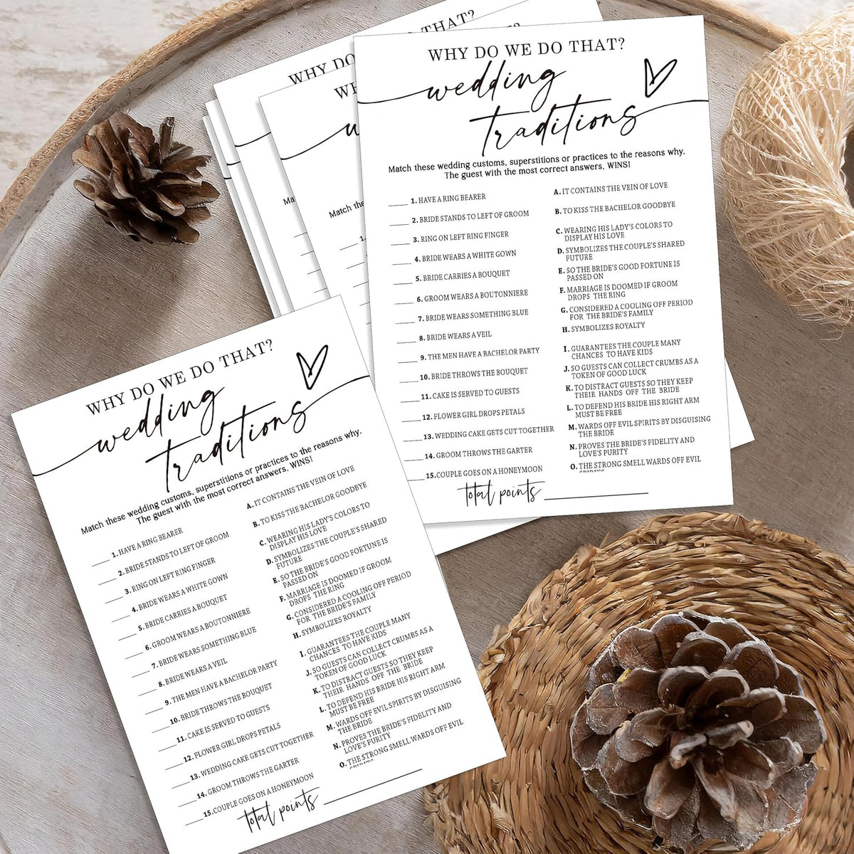 Fun Wedding Games Set - 25 Bridal Shower Games Cards, Engaging Bridal Party Entertainment for
