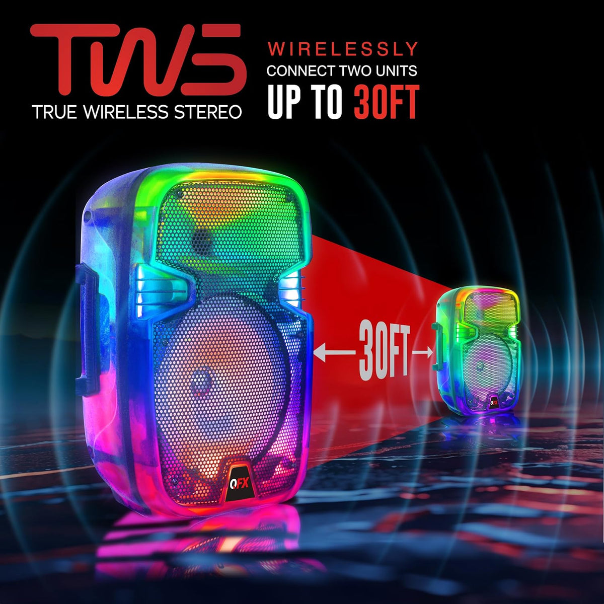 Crystal Clear Sound, Bright Party Lights, Portable & Easy to Use | 8" Rechargeable Bluetooth PA