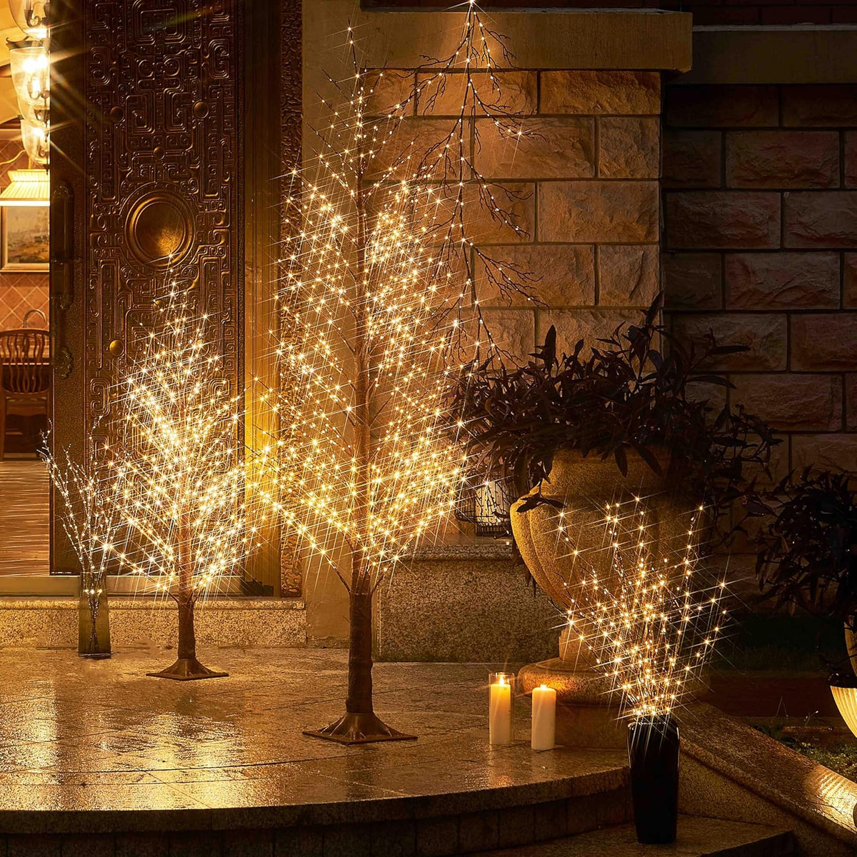 Hairui Lighted Brown Garland 6FT 120 LED Fairy Lights Plug in, Twig Vine with Lights for Christmas