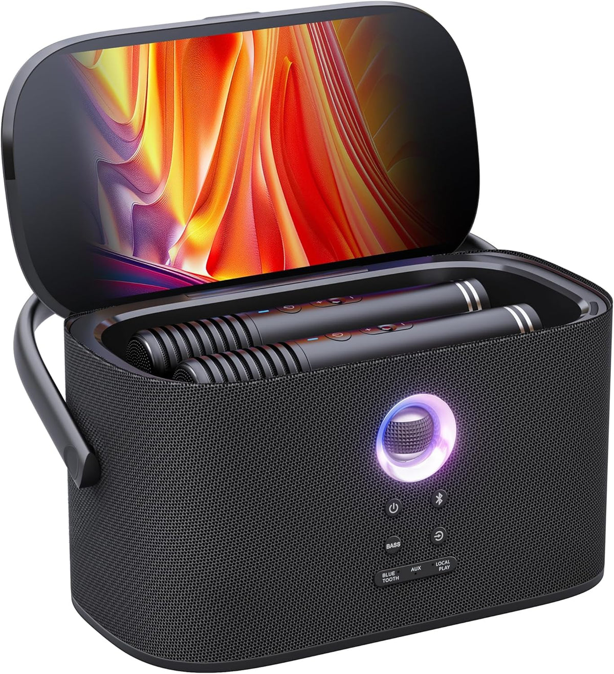 Ikarao Portable Karaoke Machine for Adults, Built-in Lyrics Display and Screen, 2 Self-Charging