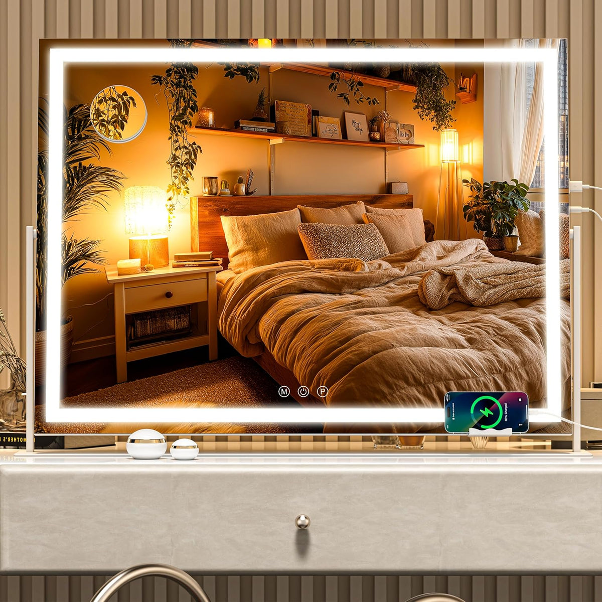 Vanity Mirror with Lights, 30'' x 22'' Lighted Makeup Mirror, Touch Screen with 3-Color Lighting