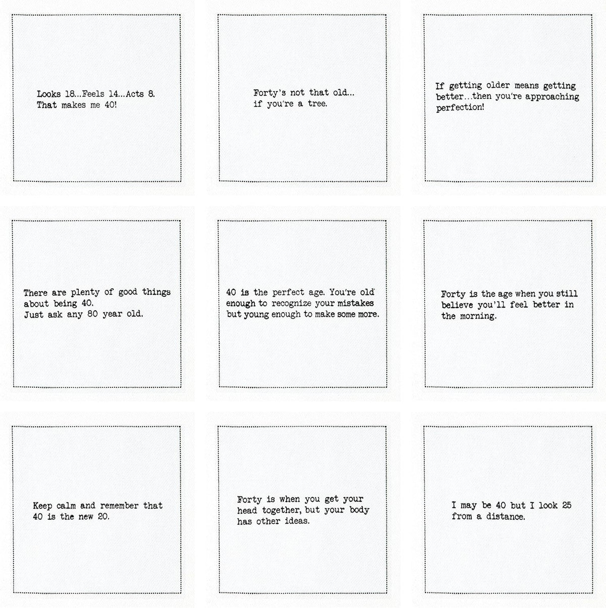 Five Star Napkins 40th Birthday Quotes White Cotton Cocktail Napkins, Beverage Napkins, Bar