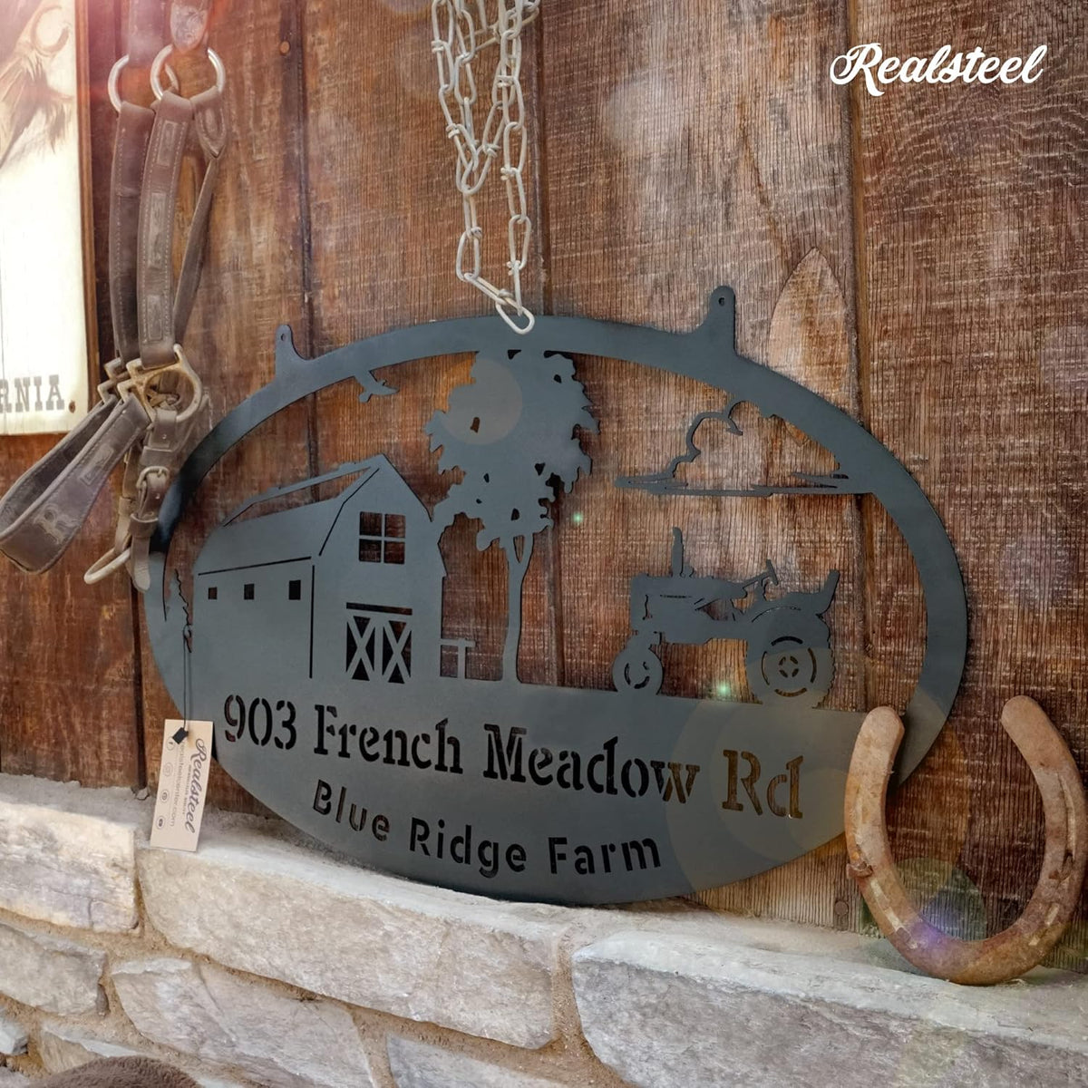 RealSteel Personalized Farm Sign - Custom Design Metal Family Name Sign - Weather & Rust Resistant