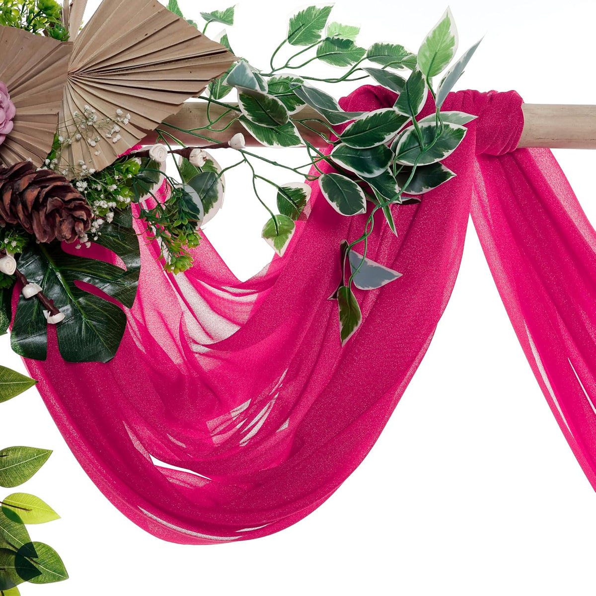 VDS Pack of 1 Panel (30 Inch X 100 Feet) Wedding Arch Draping Fabric Sheer Chiffon Fabric Drapery