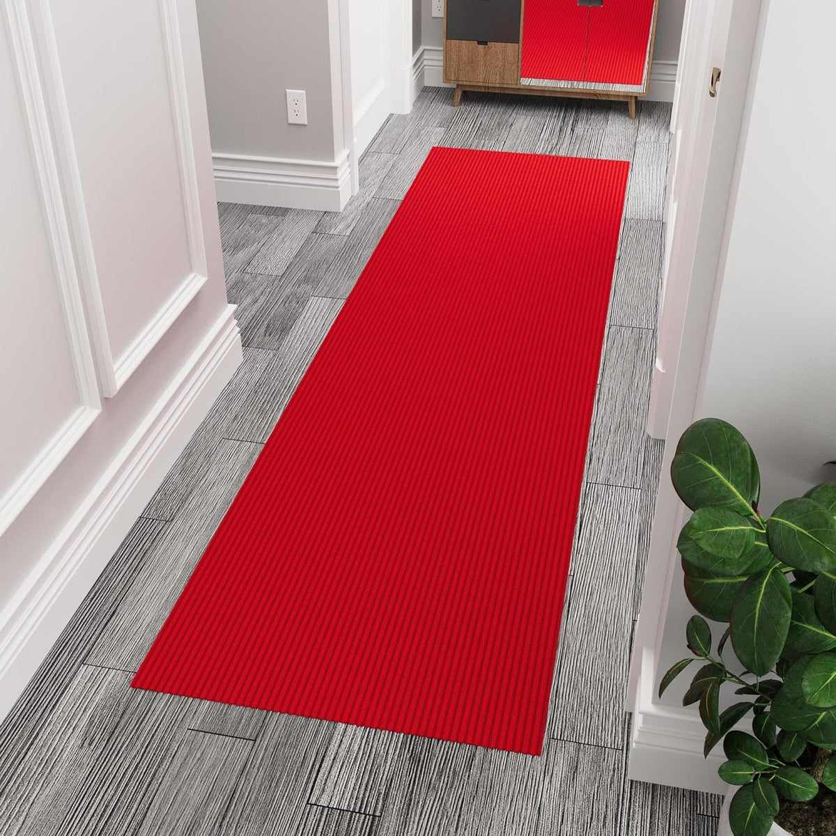Ottomanson 3'11" x 8' Hallway Runner with Scraper Pile Extra Durable Non-Slip Rug Mat for Indoor &