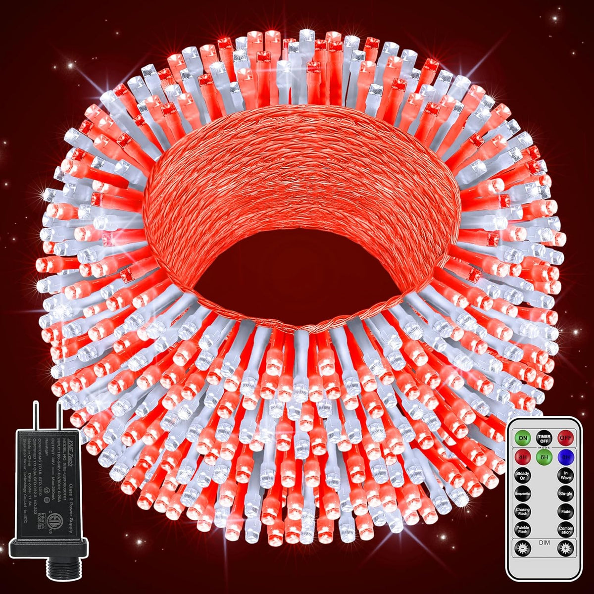 196FT 600LED Christmas Lights Outdoor Waterproof, String Light with Remote, 8 Modes LED Lights Plug