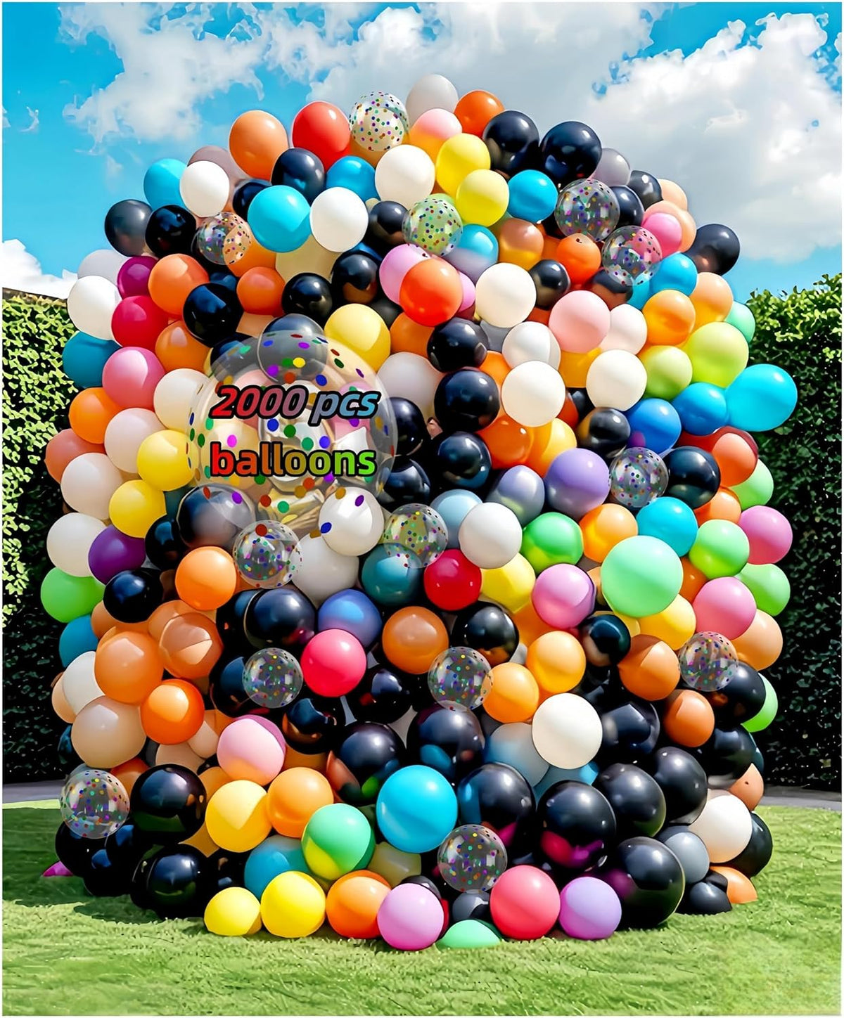 2000 Pcs Balloons Bulk 12 inch Assorted Colors Rainbow Latex Balloon 12 Colors, for Wedding