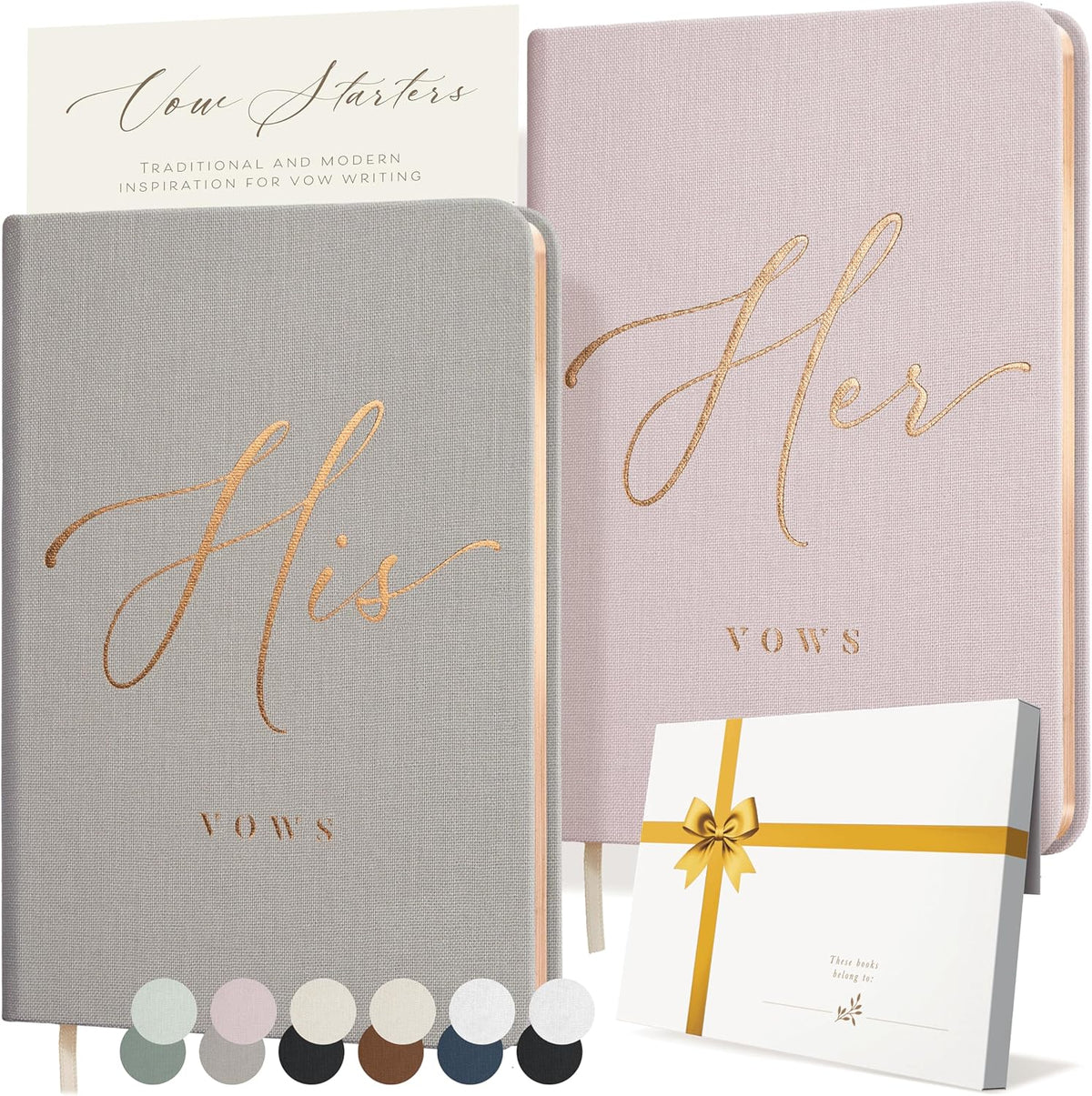 ARTESORI Vow Books His and Hers - Linen Wedding Vow Books Perfect as Bride & Groom Gifts, Wedding