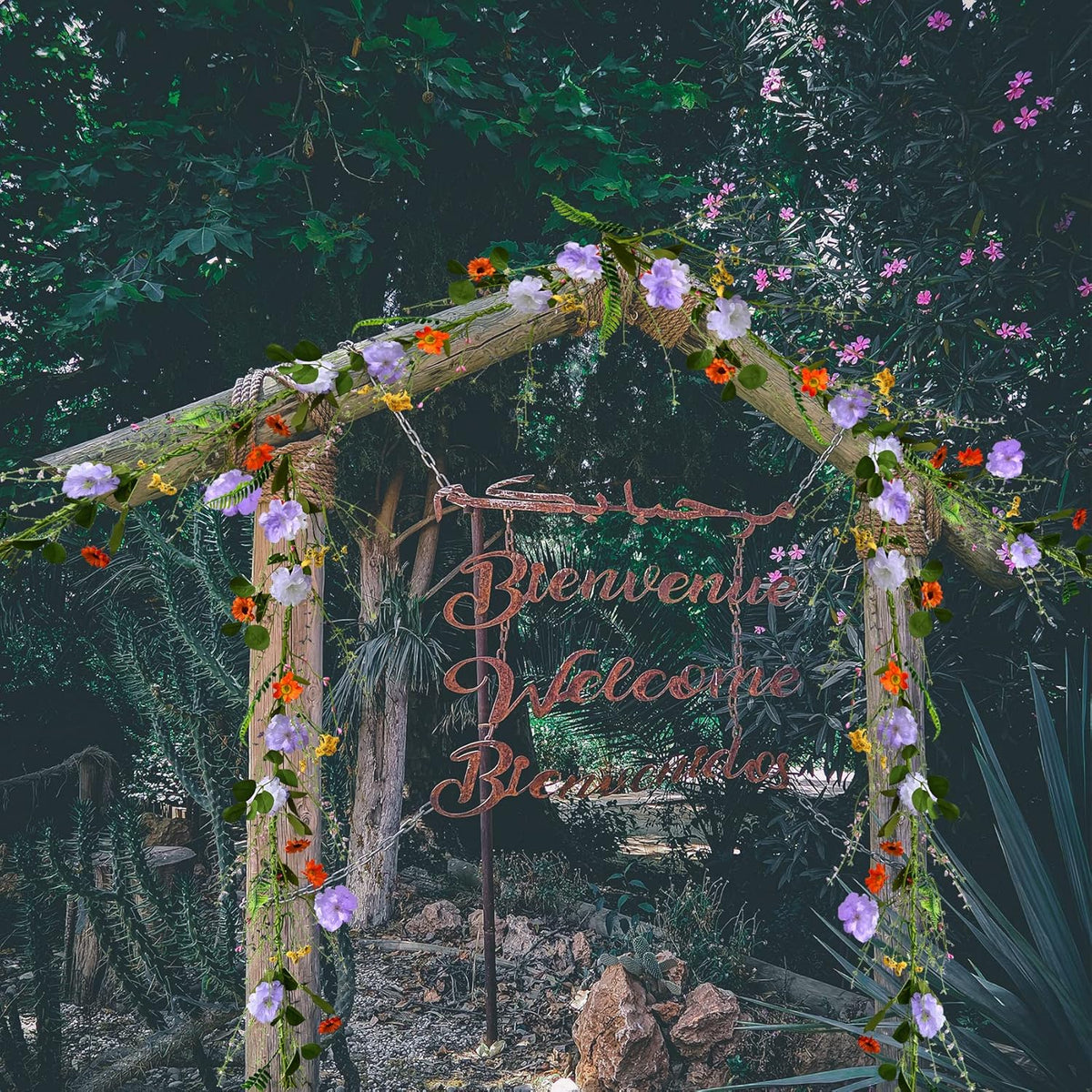 2PCS Artificial Daisy Garland, 6FT Faux Flower Hanging Vine, Purple Flowers Ivy, Spring Garland
